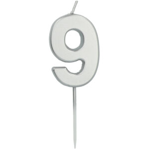 Lumanare Cifra 9 Argintiu 5 cm Folat