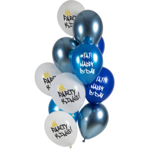 Set 12 Baloane latex Happy Birthday Party King 33cm Folat