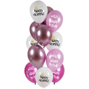 Set 12 Baloane latex Happy Birthday Party Queen 33cm Folat