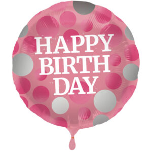 Balon Folie 45 cm Happy Birthday Glossy Pink Folat