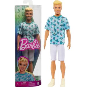 Papusa Ken Fashionist cu par blond in tricou cu cactus Barbie MATTEL