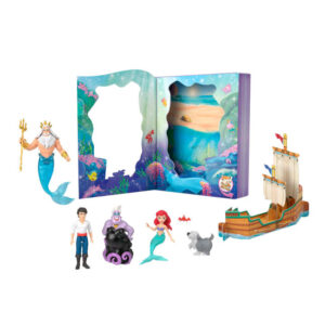 Set cu 4 papusi mici, 2 figurine Disney Princess Ariel Storybook MATTEL