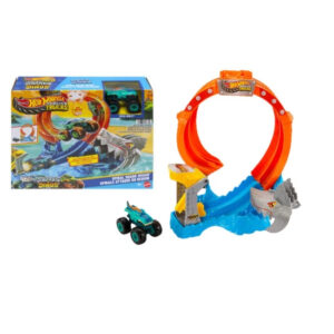 Set de joc Pista Hot Wheels Monster Trucks Corkscrew Shark Smash MATTEL