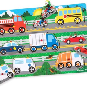 Puzzle din lemn - Vehicule, 8 piese Melissa and Doug