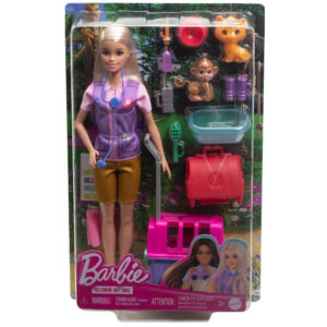 Set de joc Salvarea si Recuperarea -Papusa cu 2 figuri de animale si accesorii Barbie MATTEL