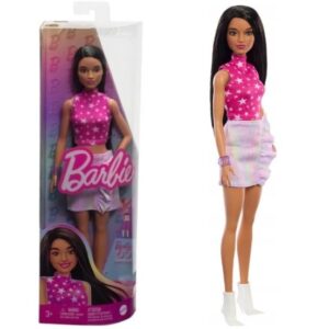 Papusa Barbie Fashionista Bruneta in maiou cu stelute MATTEL