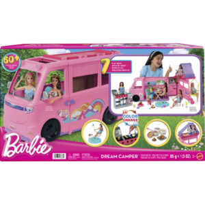 Masina Barbie Dream Camper cu Cort si 60 accesorii MATTEL
