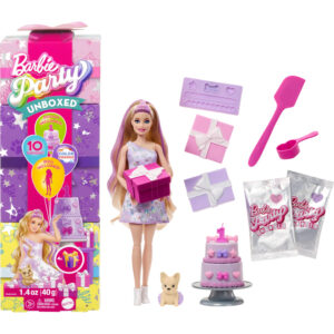 Set de joc Barbie Party Birthday Series Doll & Accesorii, Ziua De Nastere, cu 10 Surprize Mattel