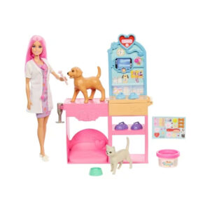 Set de joc Papusa Barbie si Clinica Veterinara cu acces. Mattel