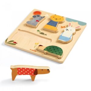 PUZZLE DIN LEMN IN RELIEF - Woodypets DJECO