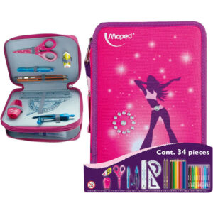 Penar MAPED Girly 2 sectii cu accesorii, blister