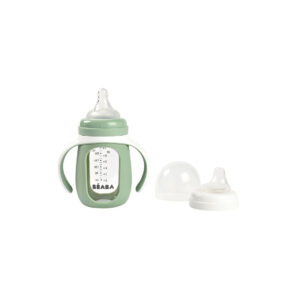 Biberon de invatare 2 in 1 din sticla 210 ml Sage Green Beaba