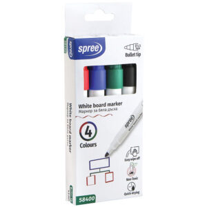 Marker pentru tabla alba, 4.5 mm, set 4 piese Spree