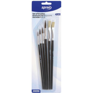 Pensule 6 buc par de ponei rotunde Nr:2, 4, 6, 10, fire plate SpreeArt