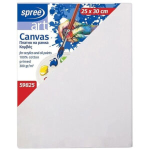Panza pe sasiu 25x30 cm, 100% bumbac, grunduit 300 g/m2 SpreeArt