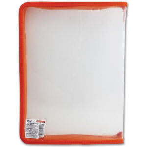 Mapa cu fermoar oranj, A4+, 25x33x3 cm, transparent PP Spree