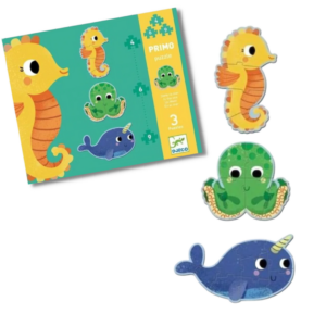 Set de 3 puzzle-uri evolutive cu 4, 6 si 9 piese Ocean Djeco