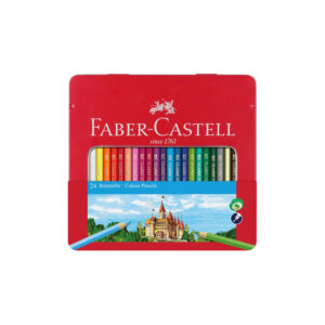 Set creioane colorate 24 culori, in cutie metalica Faber Castell