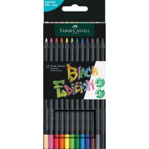 Set creioane colorate 12 culori Black Edition Faber Castell