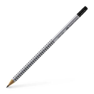 Creion grafit HB Grip 2001 silver, cu radiera Faber Castell