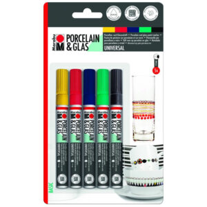 Set markere Porcelain & Glass Basic 1-2mm, 5 cul. Marabu