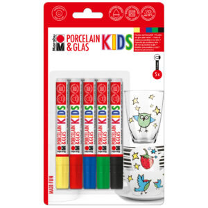 Set markere Porcelain & Glass Maxi-Fun 1-2mm, 5 cul. Marabu
