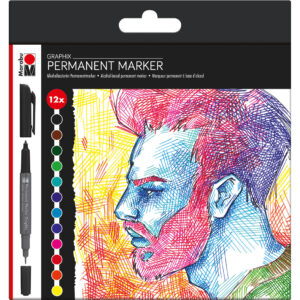 Set markere permanente Grafix Significant 12 cul. Marabu