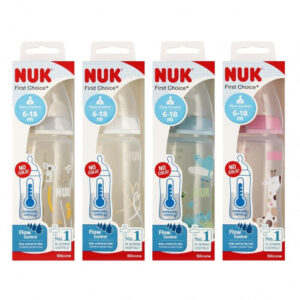 Sticluta First Choice Temp (plastic) 300ml+ tetina silicon (6-18 luni) flux variabil NUK
