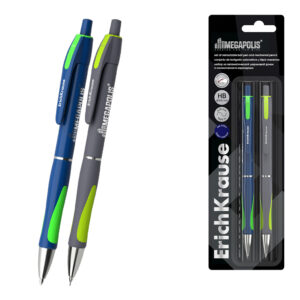Pix cu bila 0,7mm cu butonMEGAPOLIS Matic&Grip. albastru ErichKrause