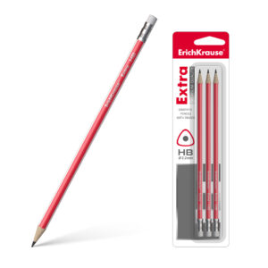 Set 3 Creoane cu radiera Extra, triangular HB ErichKrause