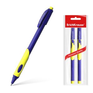 Set 2 Pixuri cu bila ErgoLine Kids Stick&Grip Neon 0.7, Super Glide Technology albastru ErichKrause