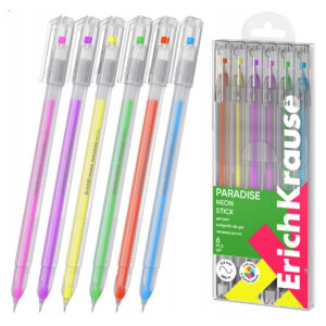Set 6 pixuri cu gel 0,6mm multicolor Paradise Stick Neon ErichKrause