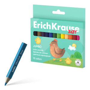 Creioane colorate triangular Baby Jumbo, 5mm 12 cul. ErichKrause
