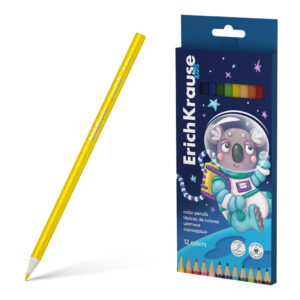 Creioane colorate triangular Kids Space Animals 12 cul. ErichKrause