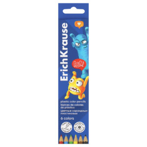 Creioane colorate hexagonal din plastic Jolly Friends, 6 culori ErichKrause