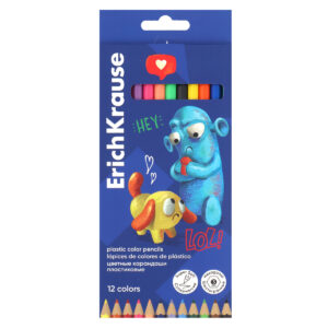 Creioane colorate hexagonal din plastic Jolly Friends, 12 culori ErichKrause