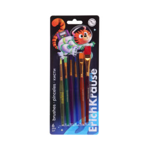 Pensule Kids Space Animals sintetice, 6 buc (in blister) ErichKrause