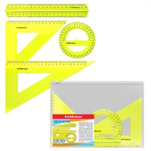 Set de rigle din plastic Neon 4 elemente(rigla 30cm), galben ErichKrause