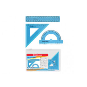 Set de rigle din plastic Standart 4 elemente(rigla 15 cm), albastru ErichKrause