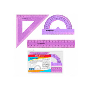Set de rigle din plastic Glitter 3 elemente, violet ErichKrause