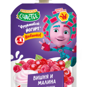 Piure de fructe si fructe de padure cu cirese si zmeura 85g Fixiki