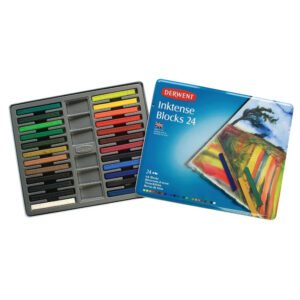 Set acurela Inktense 24 culori, in cutie metalica Derwent