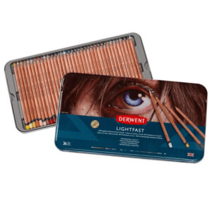 Set creioane colorate Lightfast 36 culori, in cutie metalica Derwent