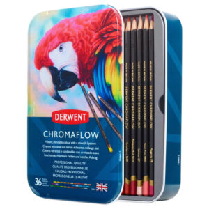 Set creioane colorate Chromaflow 36 culori, in cutie metalica Derwent