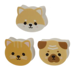Set de 3 radiere pug, pisica, caine PUCKATOR