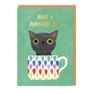 Felicitare - Green Teacup Cat OHH DEER
