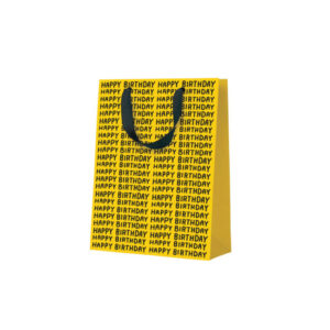 Punga pentru cadou - Happy Birthday Repeat 18x23cm, galben OHH DEER