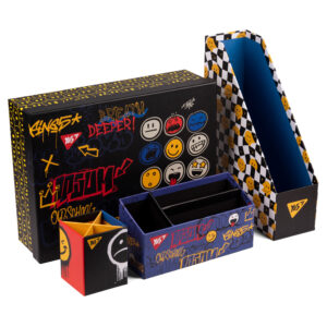 Set de birou Melt Smile, 4 elem., carton, negru Yes
