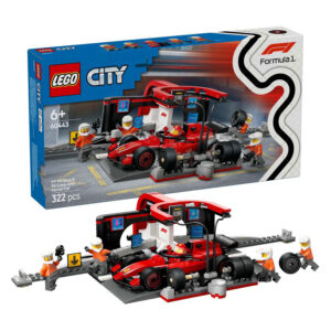 Boxa si mecanici F1 cu masina Ferrari CITY LEGO