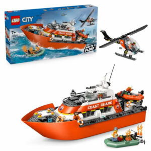 Barca de salvare si elicopter ale Pazei de Coasta City LEGO